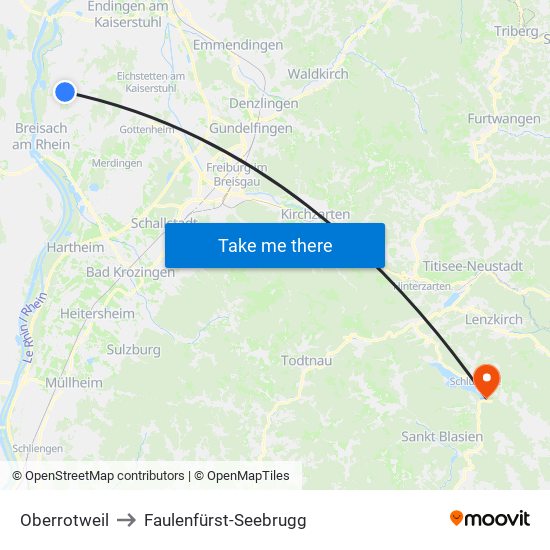 Oberrotweil to Faulenfürst-Seebrugg map