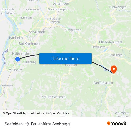 Seefelden to Faulenfürst-Seebrugg map