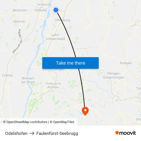 Odelshofen to Faulenfürst-Seebrugg map