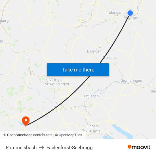 Rommelsbach to Faulenfürst-Seebrugg map