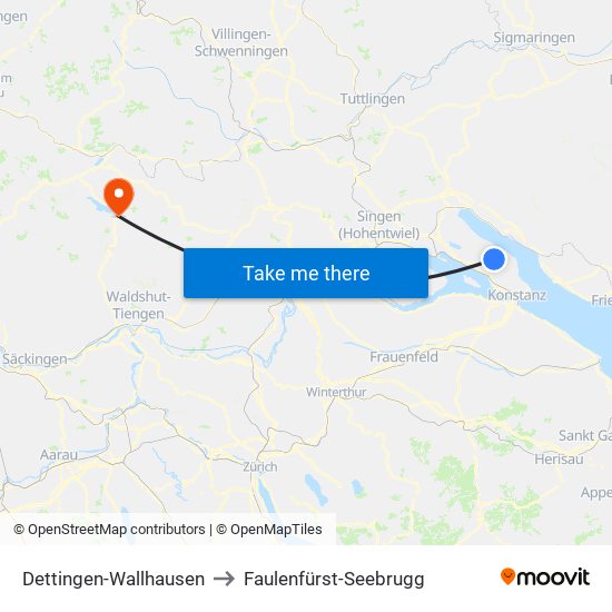 Dettingen-Wallhausen to Faulenfürst-Seebrugg map