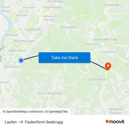Laufen to Faulenfürst-Seebrugg map