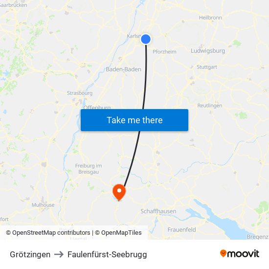 Grötzingen to Faulenfürst-Seebrugg map