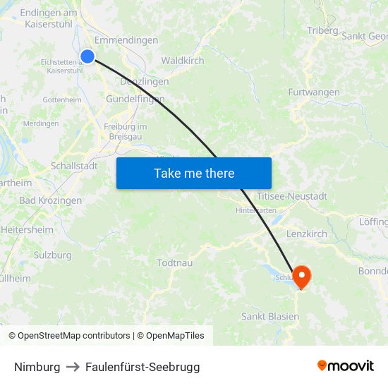 Nimburg to Faulenfürst-Seebrugg map