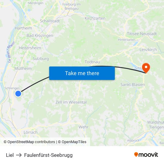 Liel to Faulenfürst-Seebrugg map