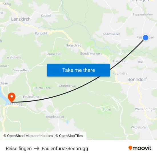 Reiselfingen to Faulenfürst-Seebrugg map