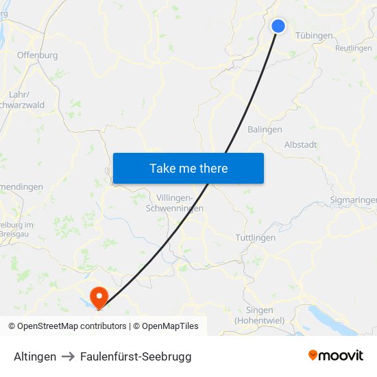 Altingen to Faulenfürst-Seebrugg map