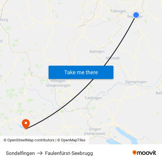 Sondelfingen to Faulenfürst-Seebrugg map