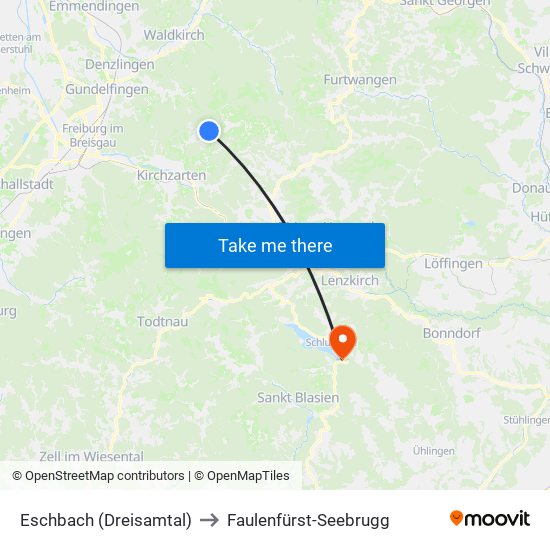 Eschbach (Dreisamtal) to Faulenfürst-Seebrugg map