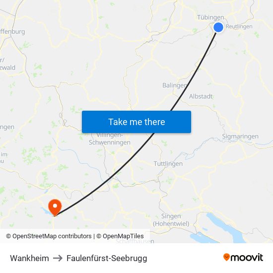 Wankheim to Faulenfürst-Seebrugg map