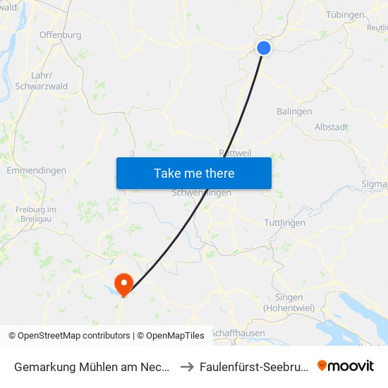 Gemarkung Mühlen am Neckar to Faulenfürst-Seebrugg map