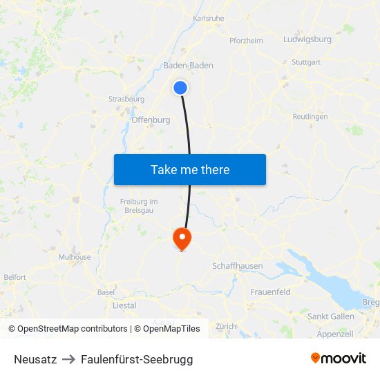 Neusatz to Faulenfürst-Seebrugg map