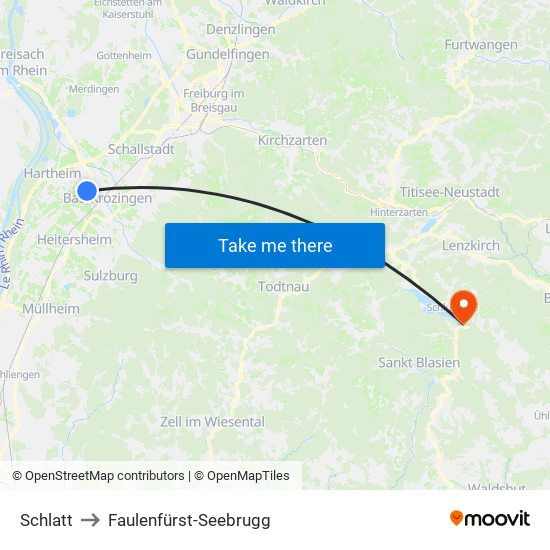 Schlatt to Faulenfürst-Seebrugg map