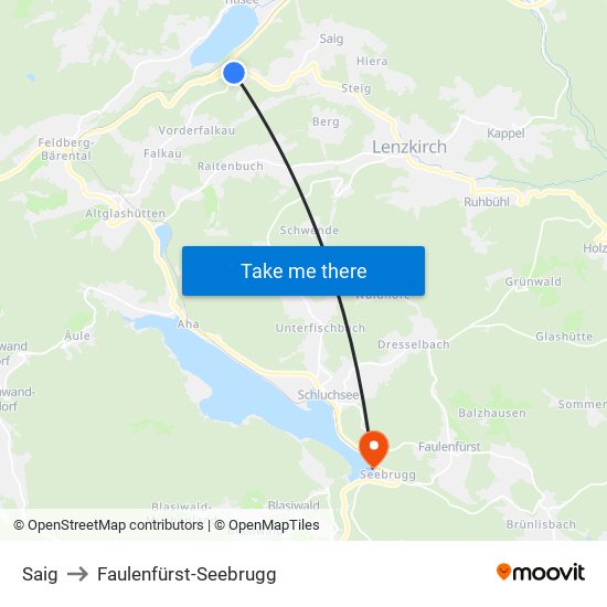Saig to Faulenfürst-Seebrugg map