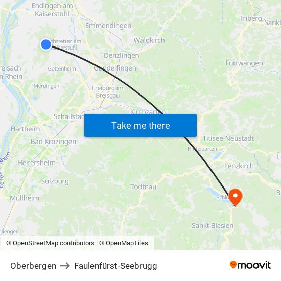 Oberbergen to Faulenfürst-Seebrugg map