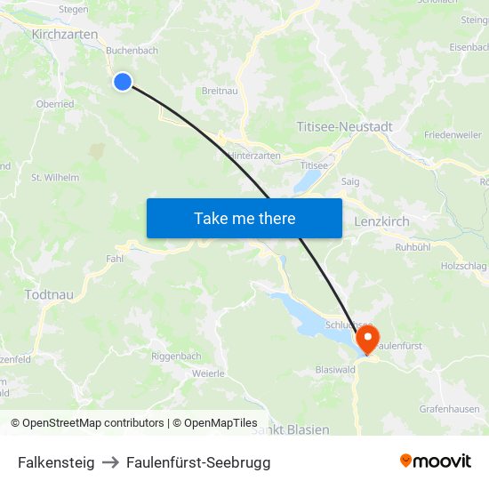Falkensteig to Faulenfürst-Seebrugg map