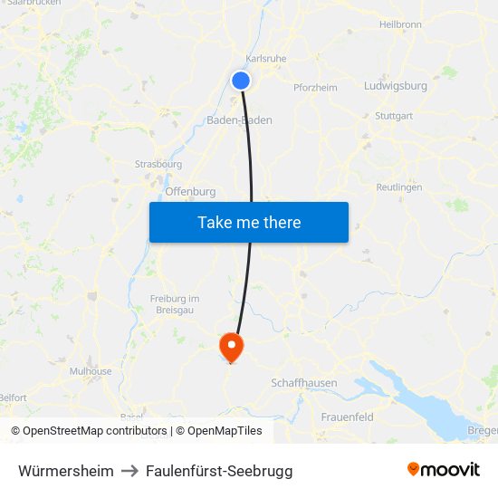 Würmersheim to Faulenfürst-Seebrugg map