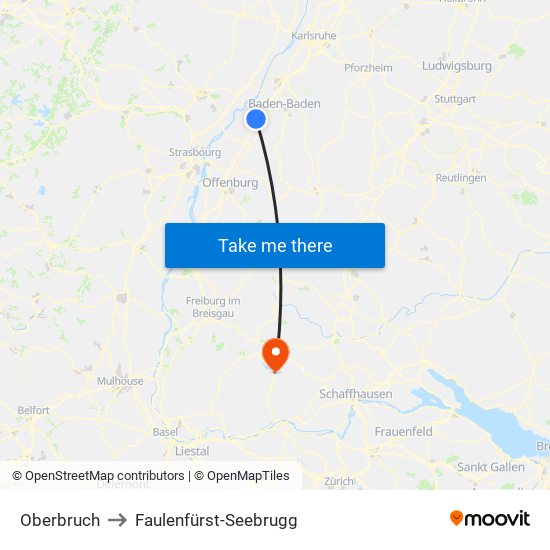 Oberbruch to Faulenfürst-Seebrugg map