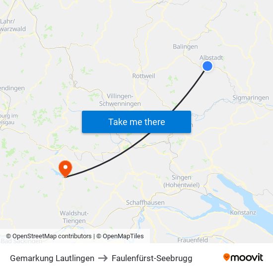 Gemarkung Lautlingen to Faulenfürst-Seebrugg map