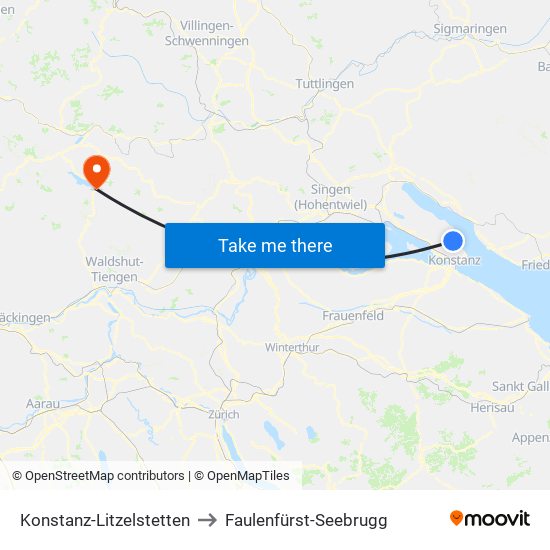 Konstanz-Litzelstetten to Faulenfürst-Seebrugg map