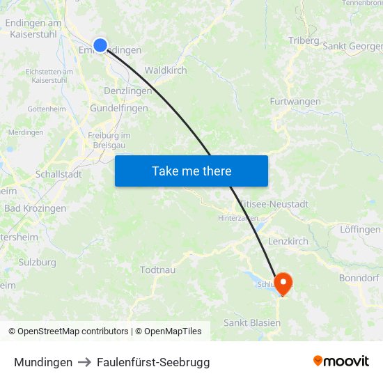 Mundingen to Faulenfürst-Seebrugg map