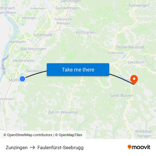 Zunzingen to Faulenfürst-Seebrugg map