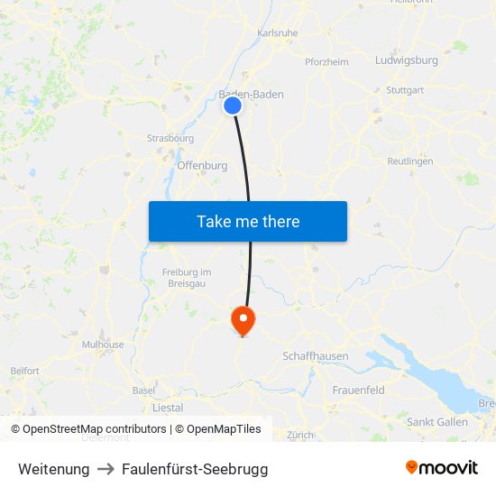 Weitenung to Faulenfürst-Seebrugg map