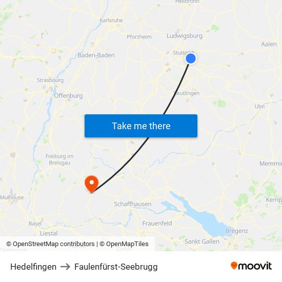 Hedelfingen to Faulenfürst-Seebrugg map