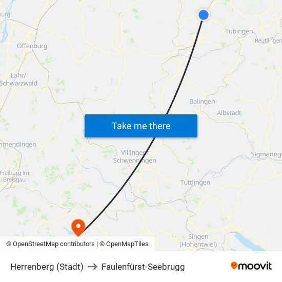 Herrenberg (Stadt) to Faulenfürst-Seebrugg map