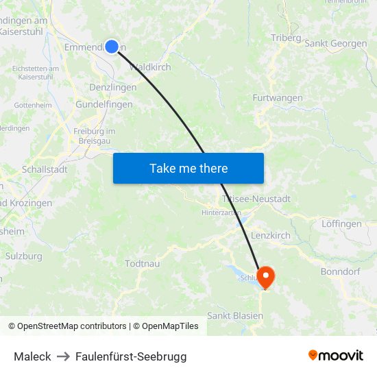 Maleck to Faulenfürst-Seebrugg map
