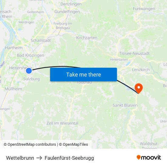 Wettelbrunn to Faulenfürst-Seebrugg map