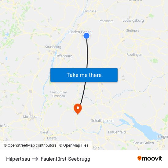 Hilpertsau to Faulenfürst-Seebrugg map