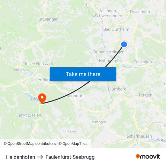 Heidenhofen to Faulenfürst-Seebrugg map