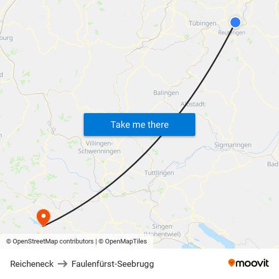 Reicheneck to Faulenfürst-Seebrugg map