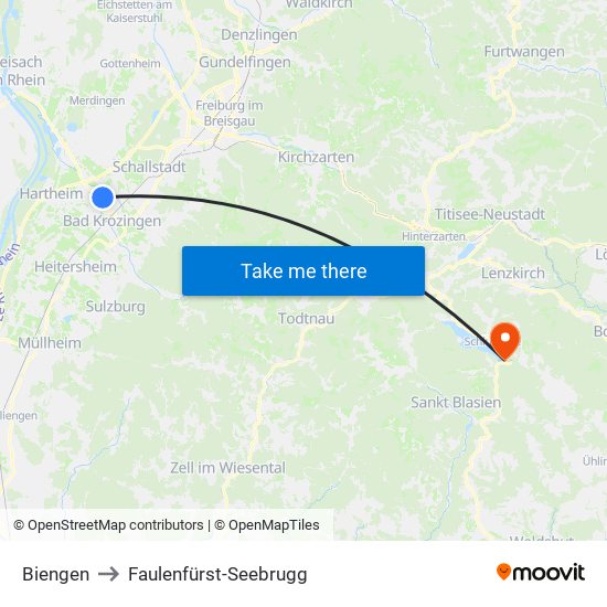 Biengen to Faulenfürst-Seebrugg map