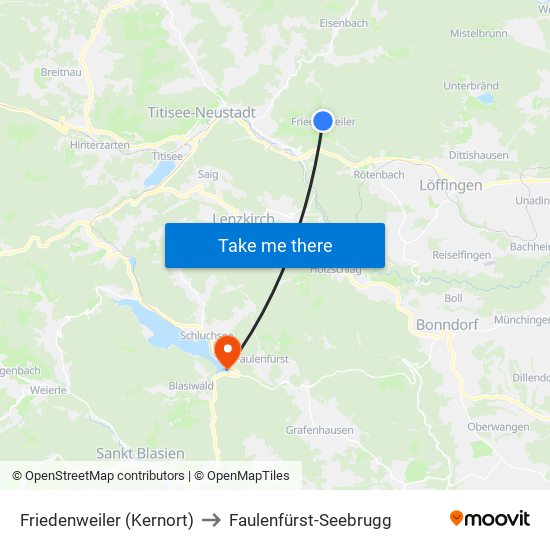 Friedenweiler (Kernort) to Faulenfürst-Seebrugg map