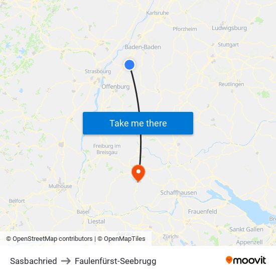 Sasbachried to Faulenfürst-Seebrugg map