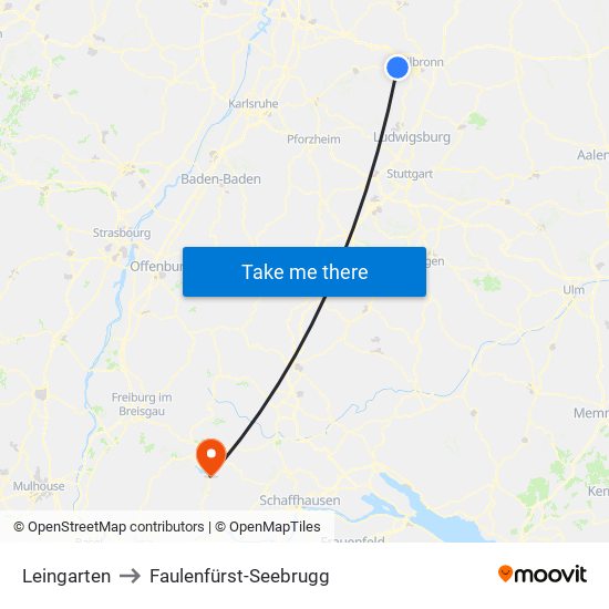 Leingarten to Faulenfürst-Seebrugg map