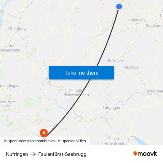 Nufringen to Faulenfürst-Seebrugg map