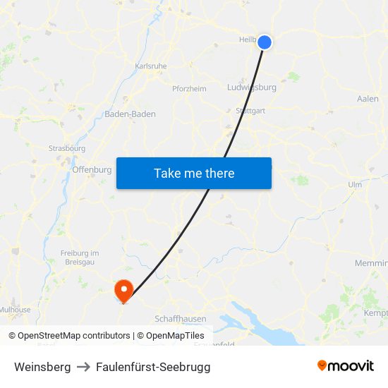 Weinsberg to Faulenfürst-Seebrugg map