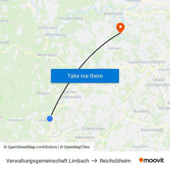 Verwaltungsgemeinschaft Limbach to Reicholzheim map