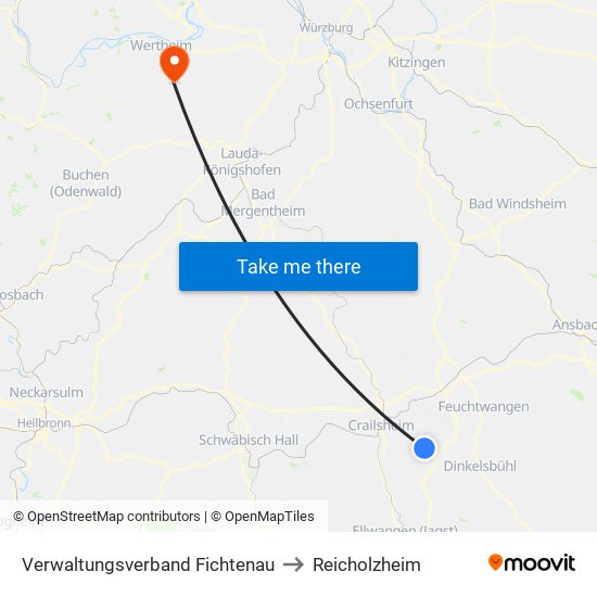 Verwaltungsverband Fichtenau to Reicholzheim map