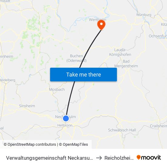 Verwaltungsgemeinschaft Neckarsulm to Reicholzheim map