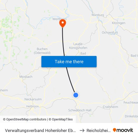 Verwaltungsverband Hohenloher Ebene to Reicholzheim map