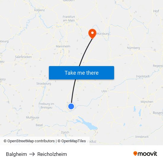 Balgheim to Reicholzheim map