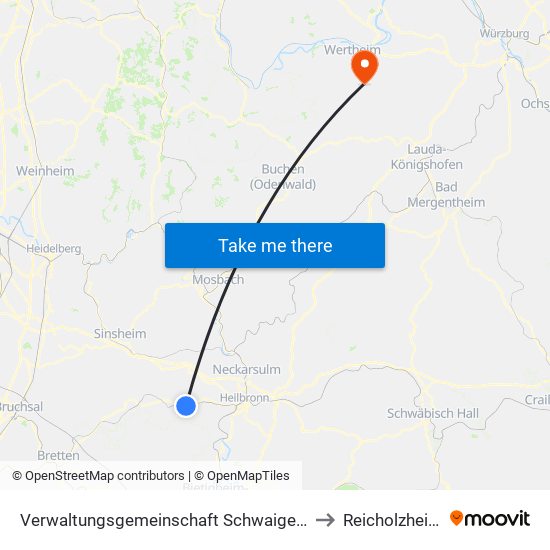 Verwaltungsgemeinschaft Schwaigern to Reicholzheim map