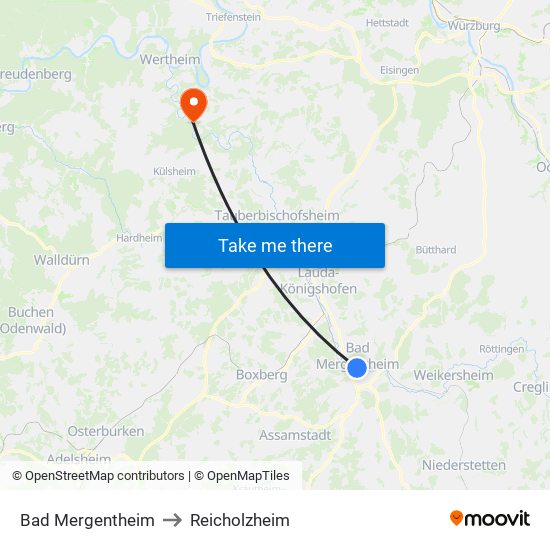 Bad Mergentheim to Reicholzheim map