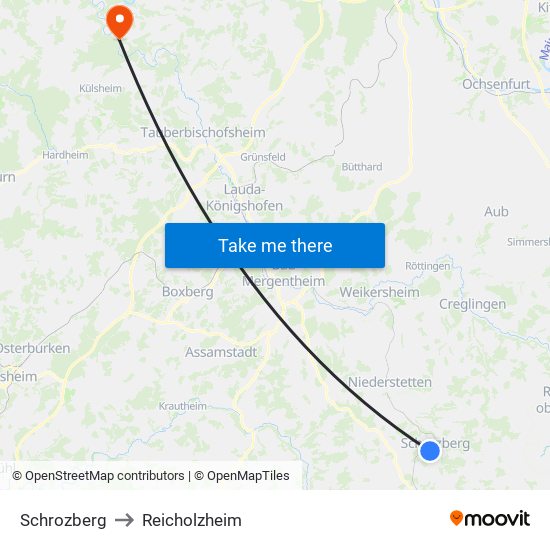 Schrozberg to Reicholzheim map