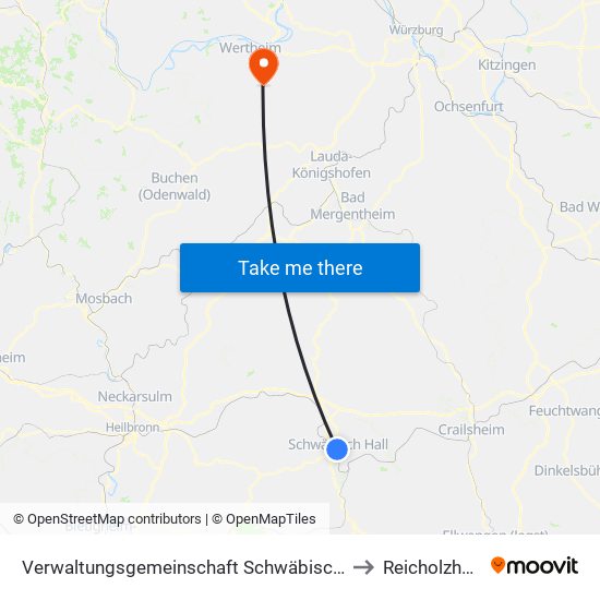 Verwaltungsgemeinschaft Schwäbisch Hall to Reicholzheim map