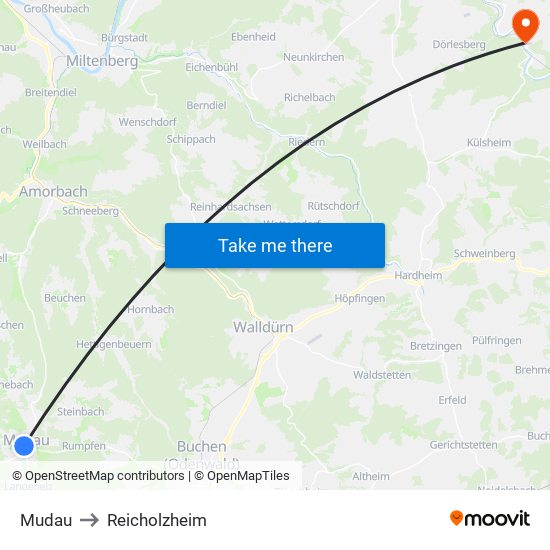 Mudau to Reicholzheim map